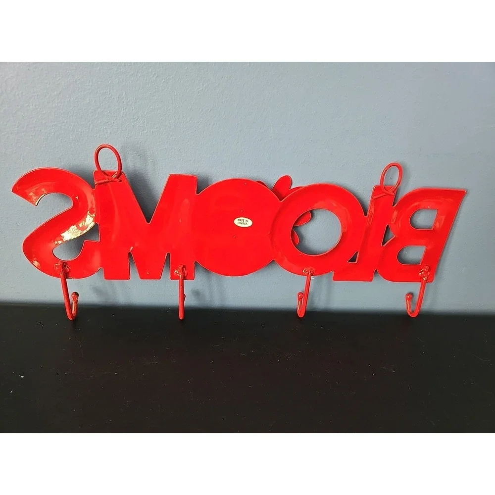 Metal Key Coat Towel Jewelry Hook Hanger Coat Rack Red BLOOMS Flower